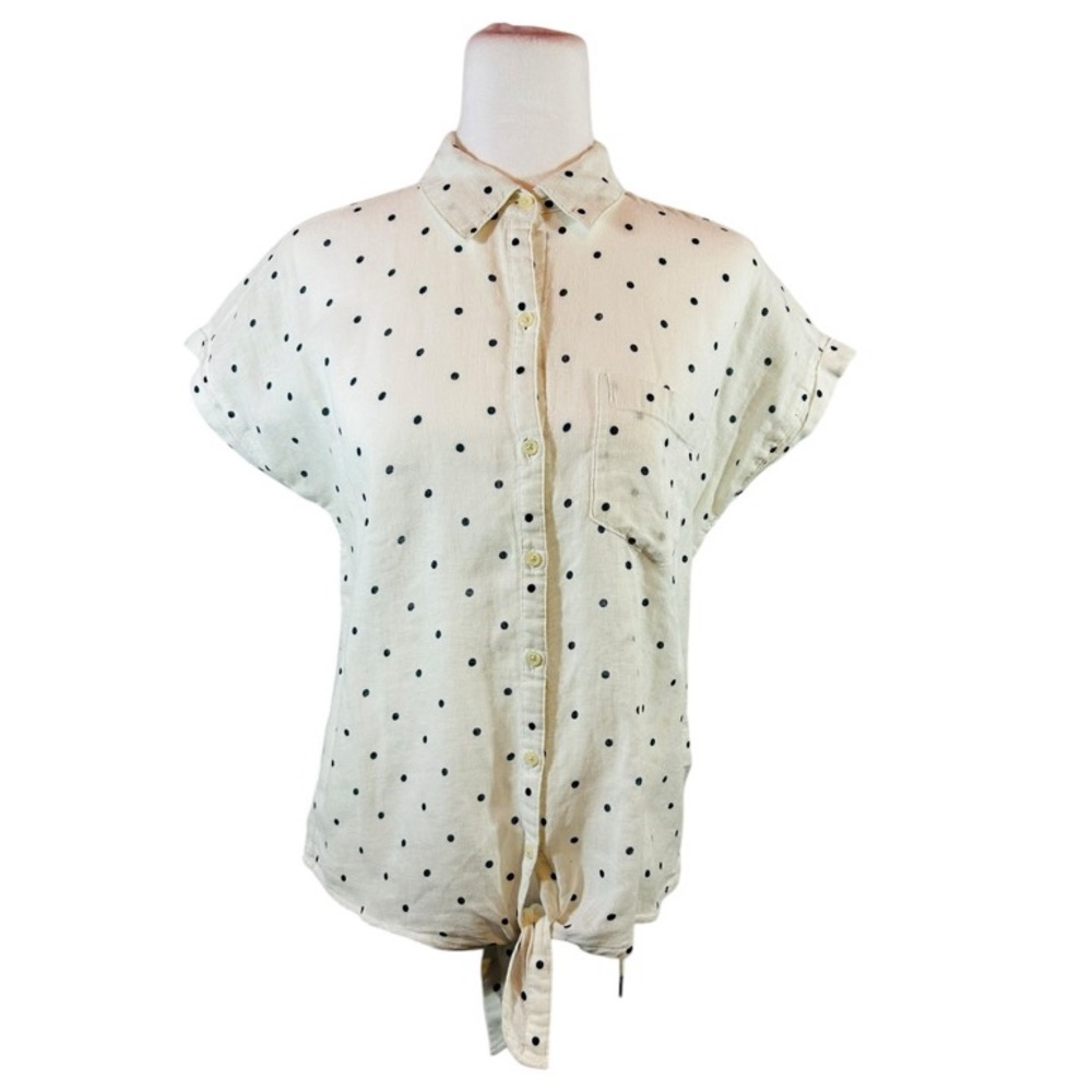 Old Navy Medium Polka Dot Pattern Tye Waist Shirt Blouse Top